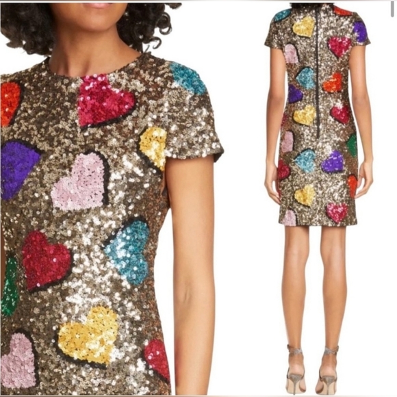 Alice + olivia Nat Heart Sequin Mini Dress Size 0 - Picture 11 of 16